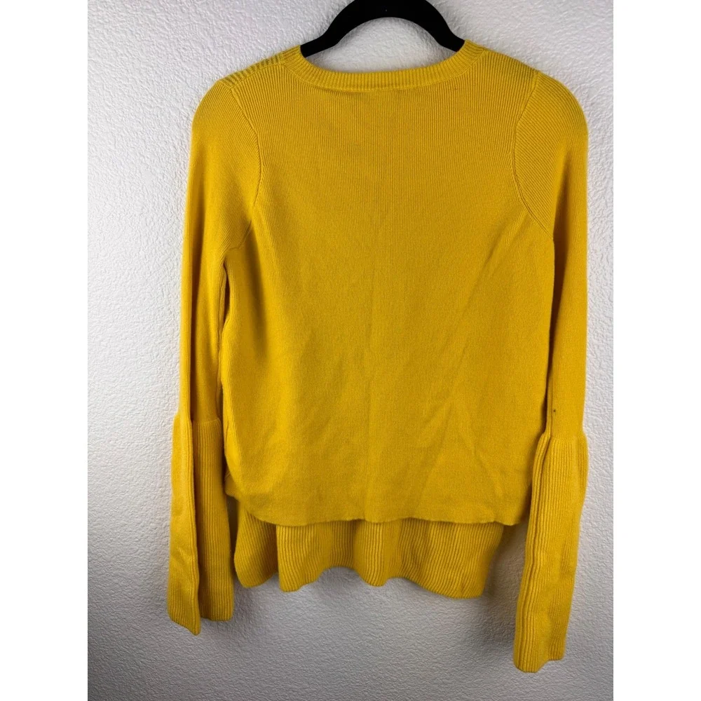Stella McCartney Yellow Ribbed Bell Sleeve Knit‎ Sweater Size 36 S Designer